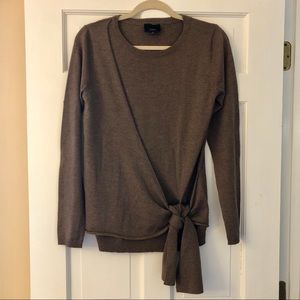Lumière Brown Knit Top w/Faux Wrap Detail